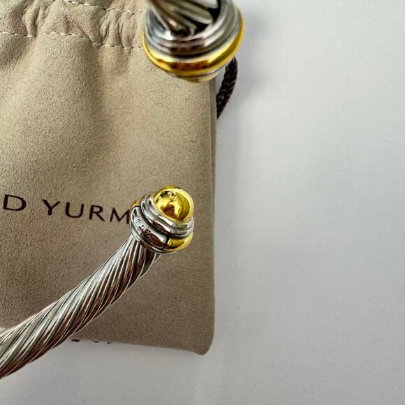 David Yurman 7mm Cable Classics Bracelet Gold Dome with 14K Yellow Gold - Picture 3 of 6